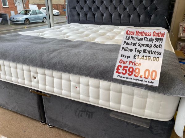 6.0 Harrison Flaxby 5900 Pocket Sprung Soft Pillow Top Mattress (please note marked on side)