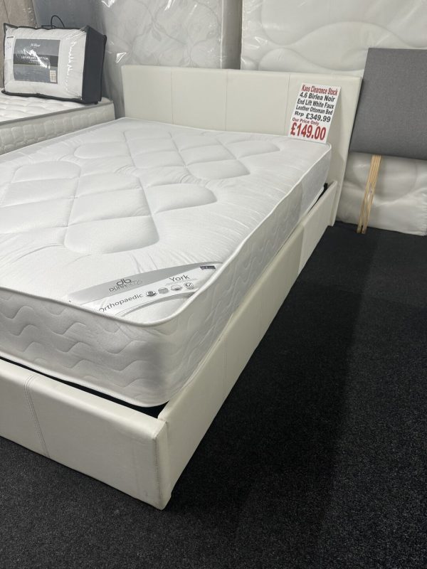 4.6 birlea end lift ottoman white leather bed