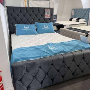 5.0 Plush Steel Fabric Florida Deep Buttoned Bed Frame