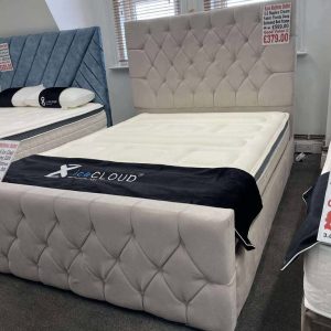 5.0 Naples Cream Fabric Florida Deep Buttoned Bed Frame