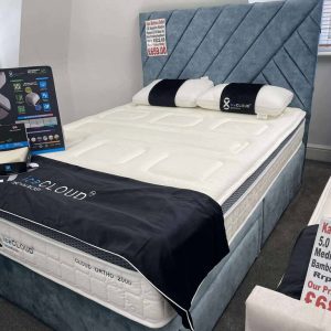 5.0 Superior Marble Peacock 2 Drawer Base Including Floor Standing Headboard