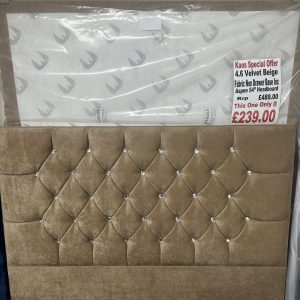 4.6 Velvet Beige Fabric Non Drawer Base Including Aspen 54" Headboard