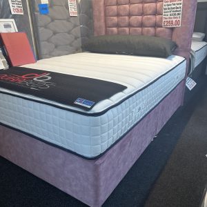 4.6 Spice Pink Velvet Non Drawer Base Including Acacia 54" Headboard