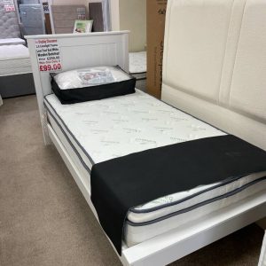 Single Taurus Low Foot End White Wooden Frame